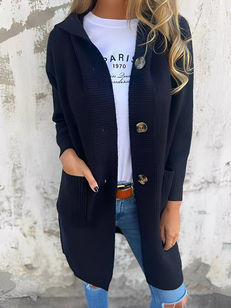 Kimmie - Bequemer langer Damen-Cardigan mit Kapuze