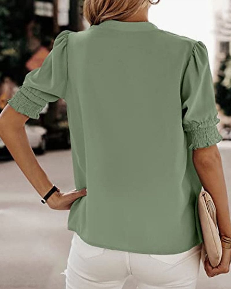 Sophia – Bluse mit V-hals und Kurzen Ärmeln