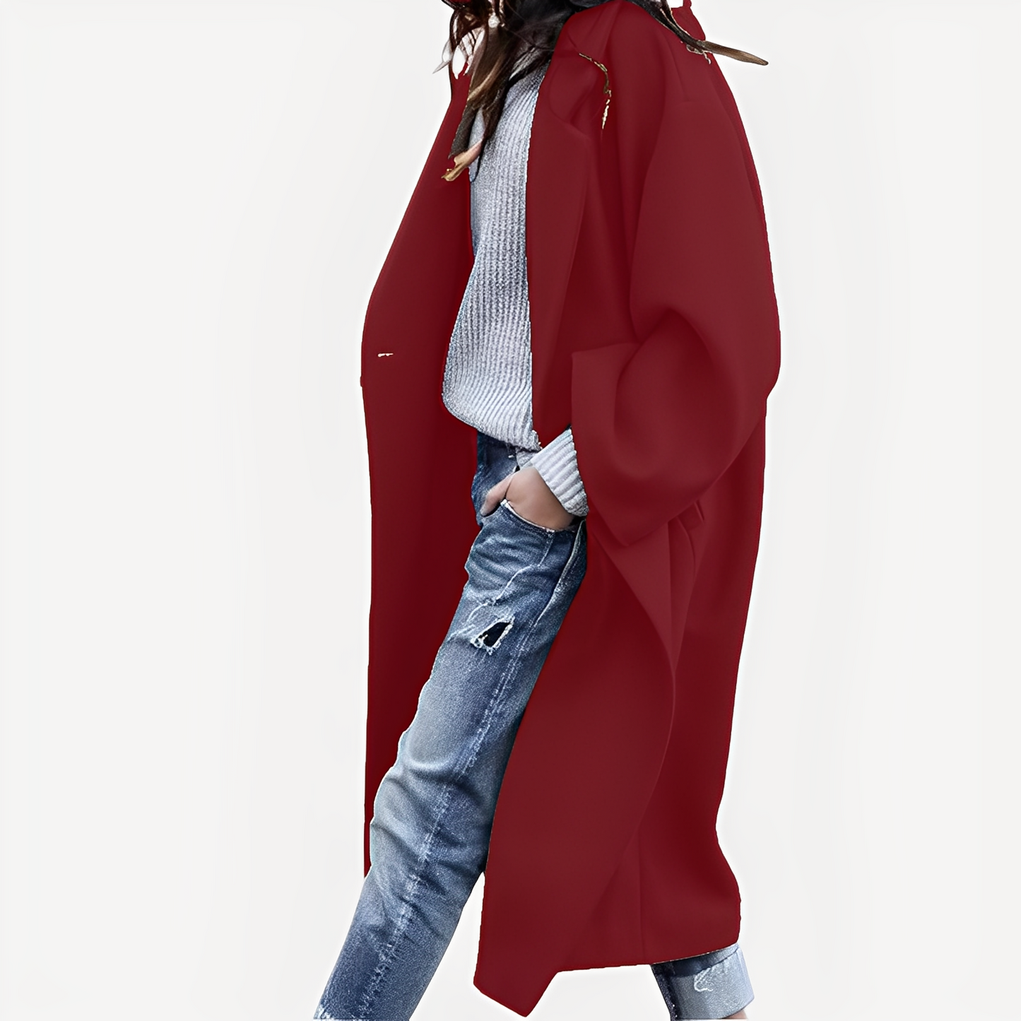 Camellia - Women's Wool Coat, Long and Comfortable