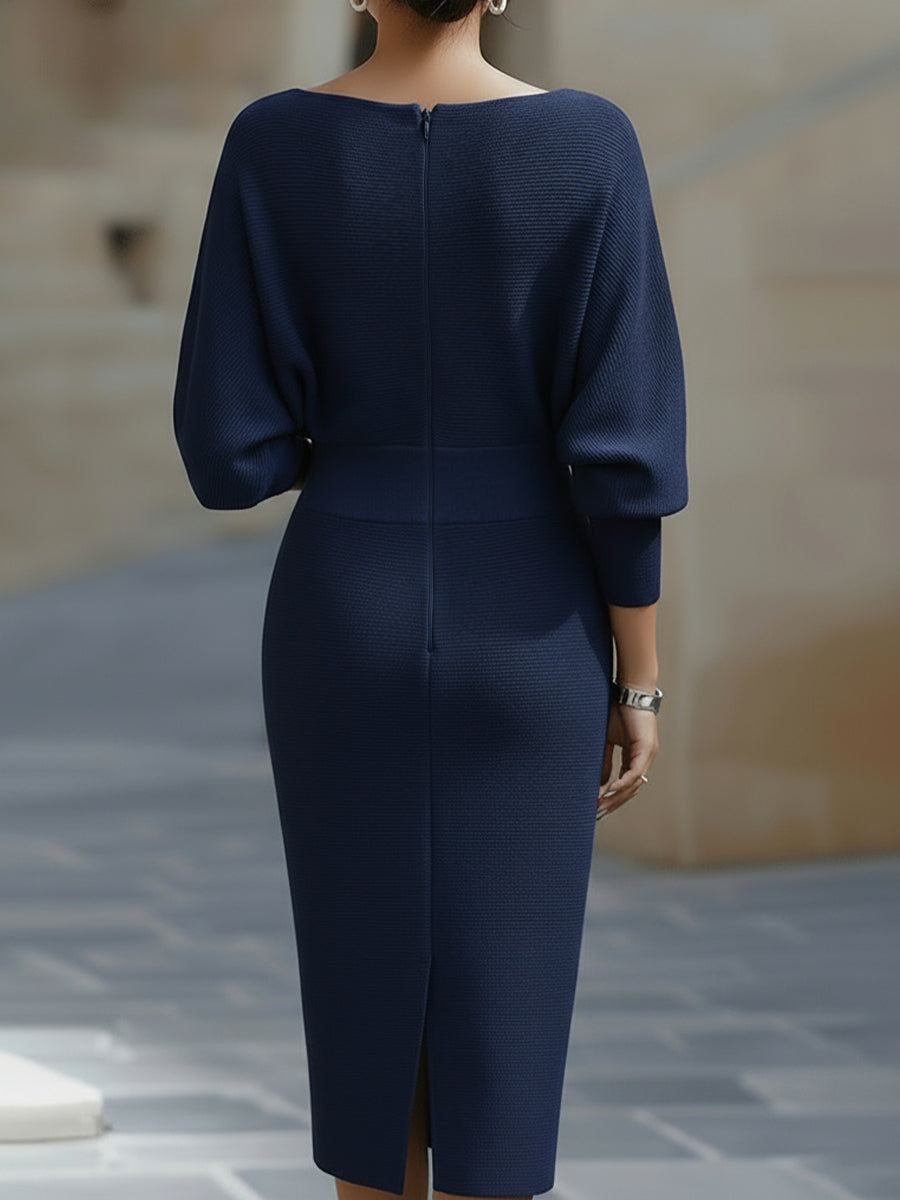 Wendy - Sophisticated Midi-Robe mit Drapékragen