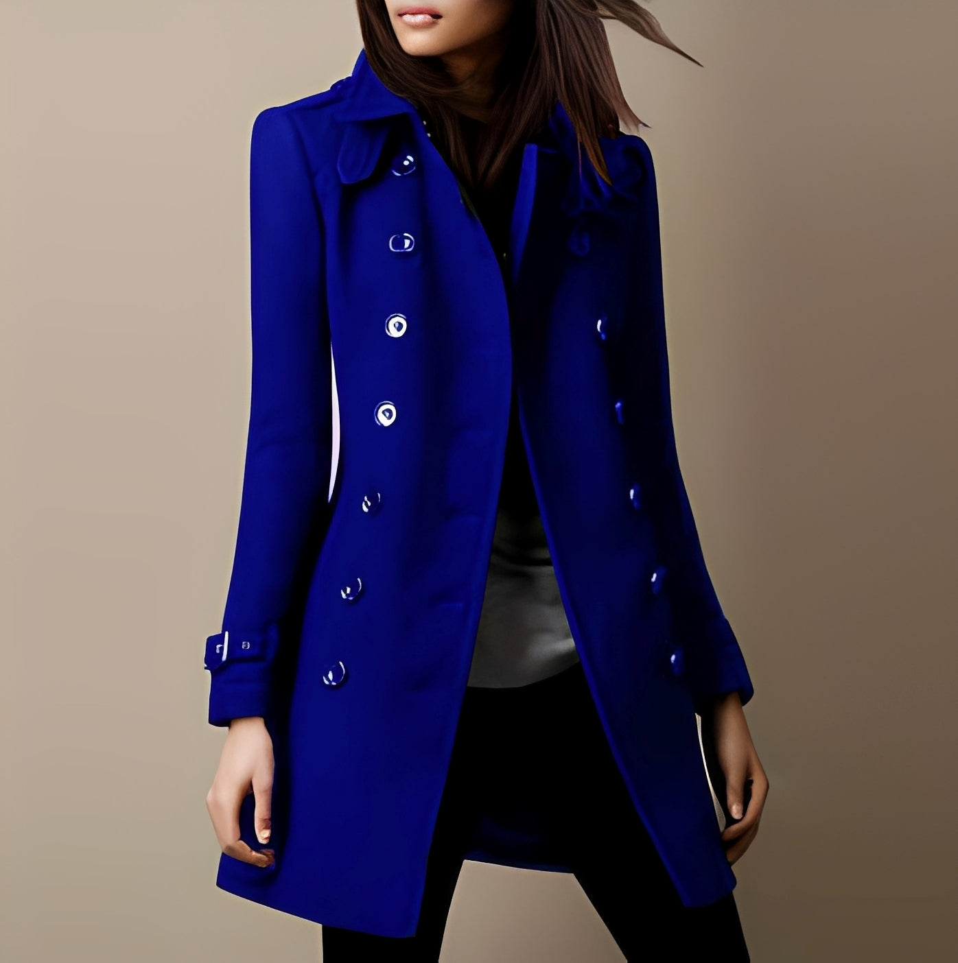 Aryana - Stylový dvouřadý vlněný kabát pro dámy