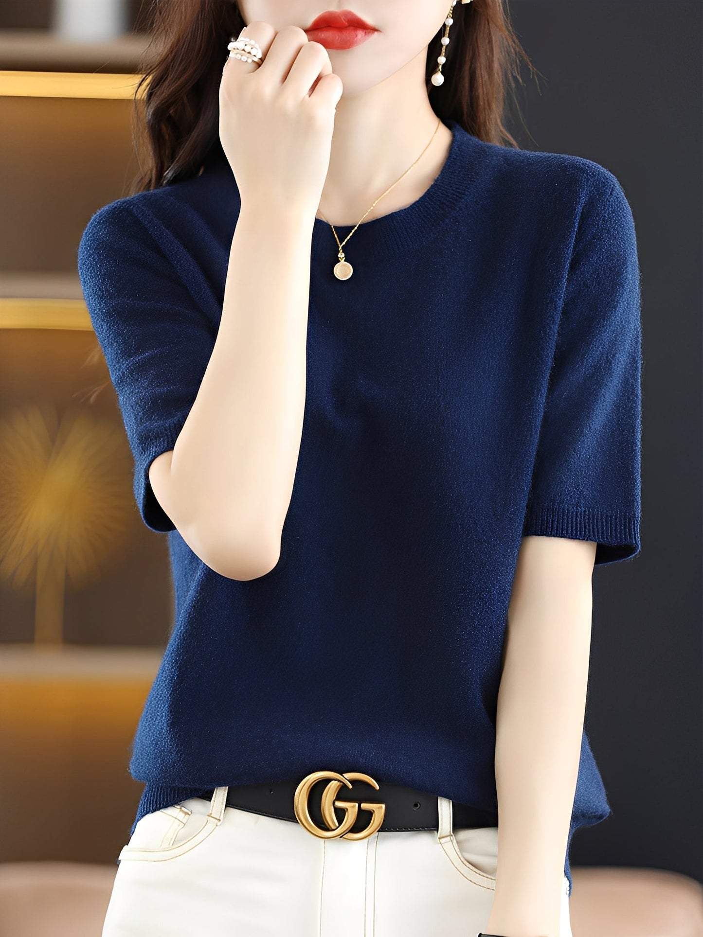 Blandine - Kurzarm-Strickpullover für Damen