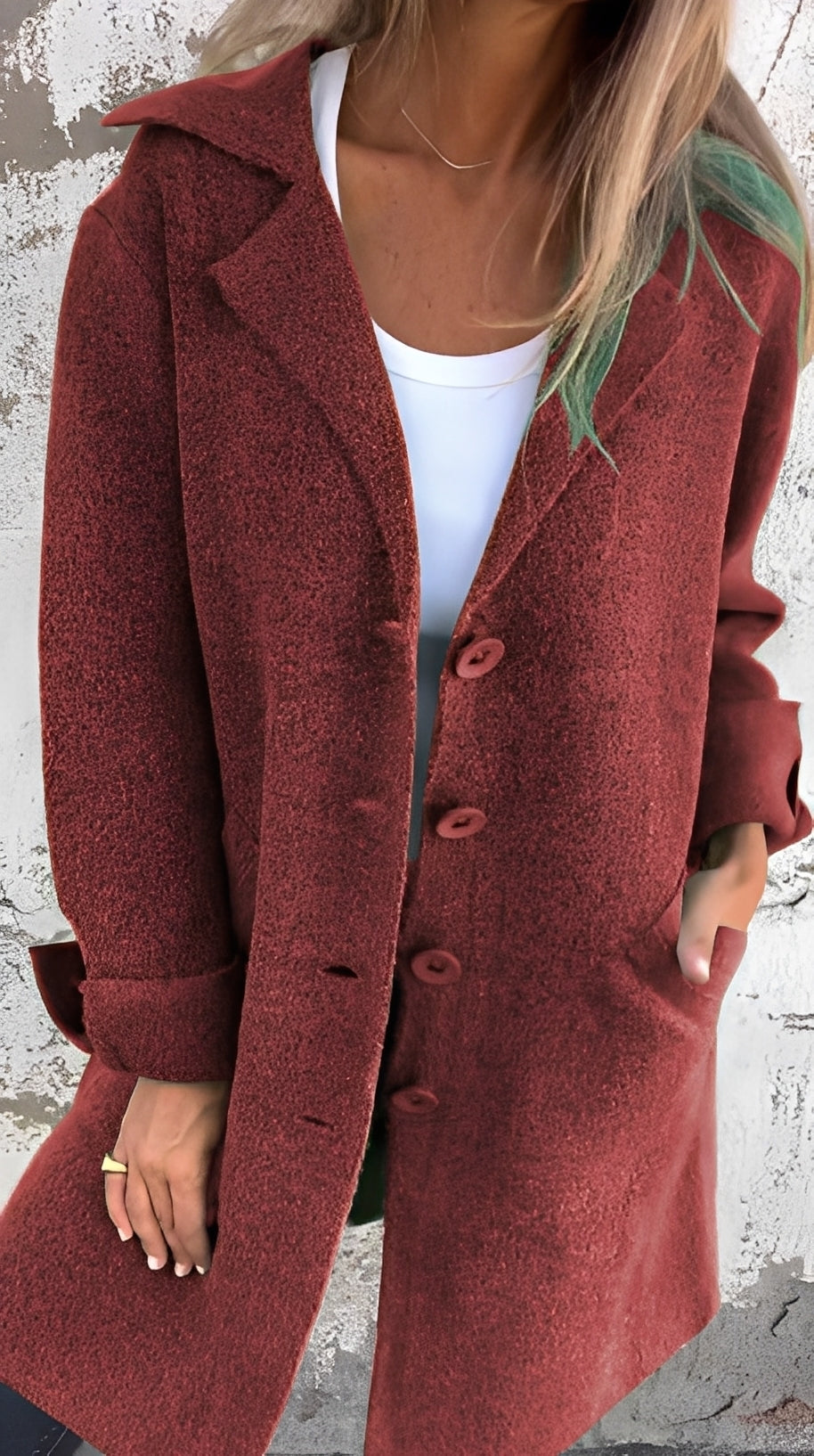 Meridith - Manteau élégant pour femme avec grand col à revers