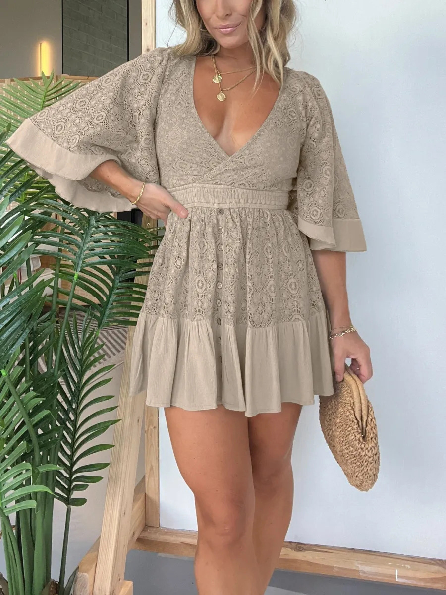 Catrina - Damen-Hipster-Kleid mit Häkel-Details