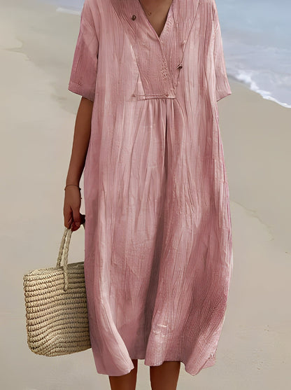 Leilani - Elegantes Leinenkleid für Damen mit V-Ausschnitt