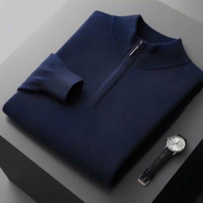 Weldon - pánský pletený svetr s polovičním zipem