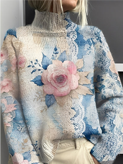 Giselle - Modny, kolorowy sweter z golfem dla kobiet