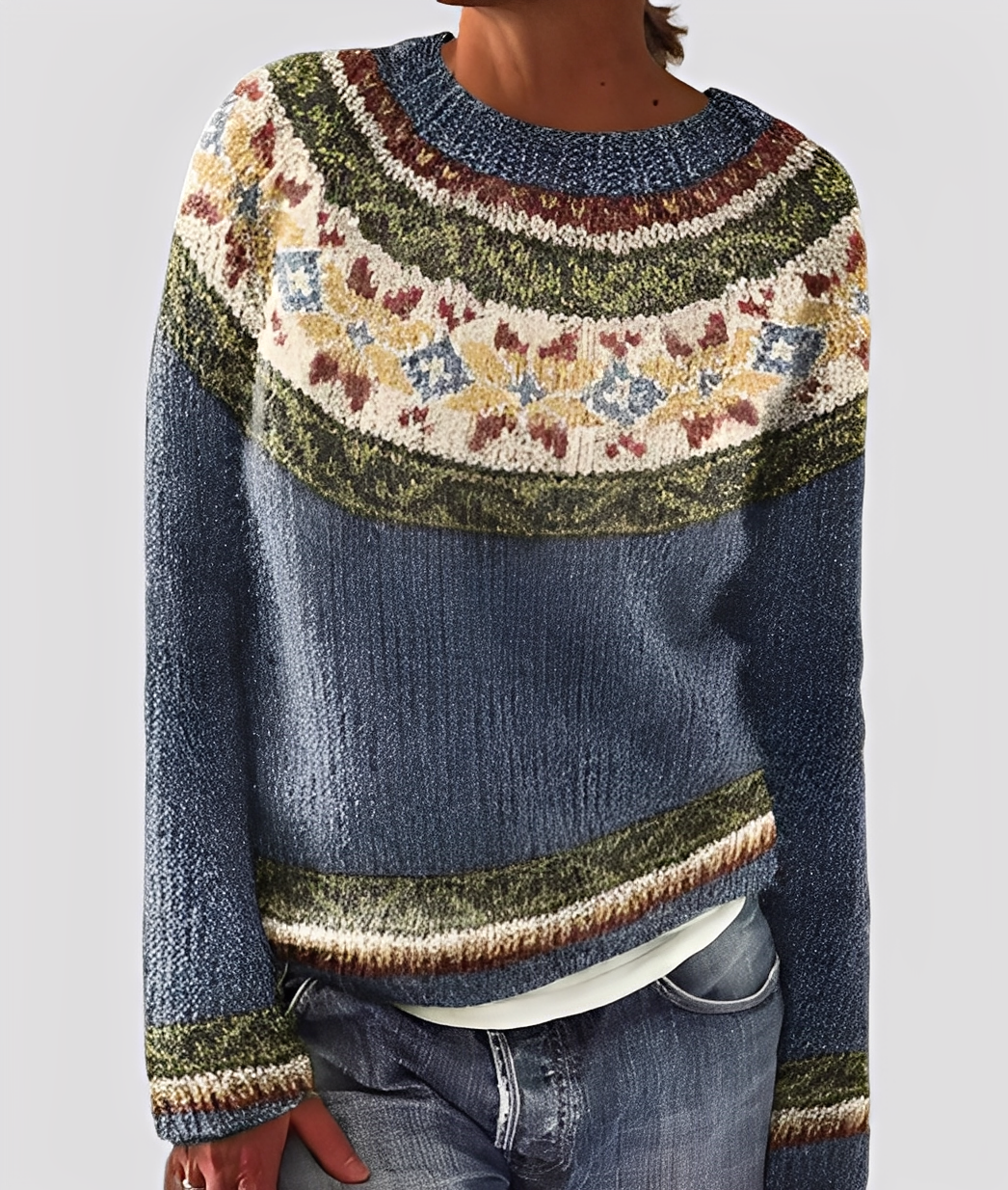 Christal - Elegancki, luźno skrojony damski sweter z wełny