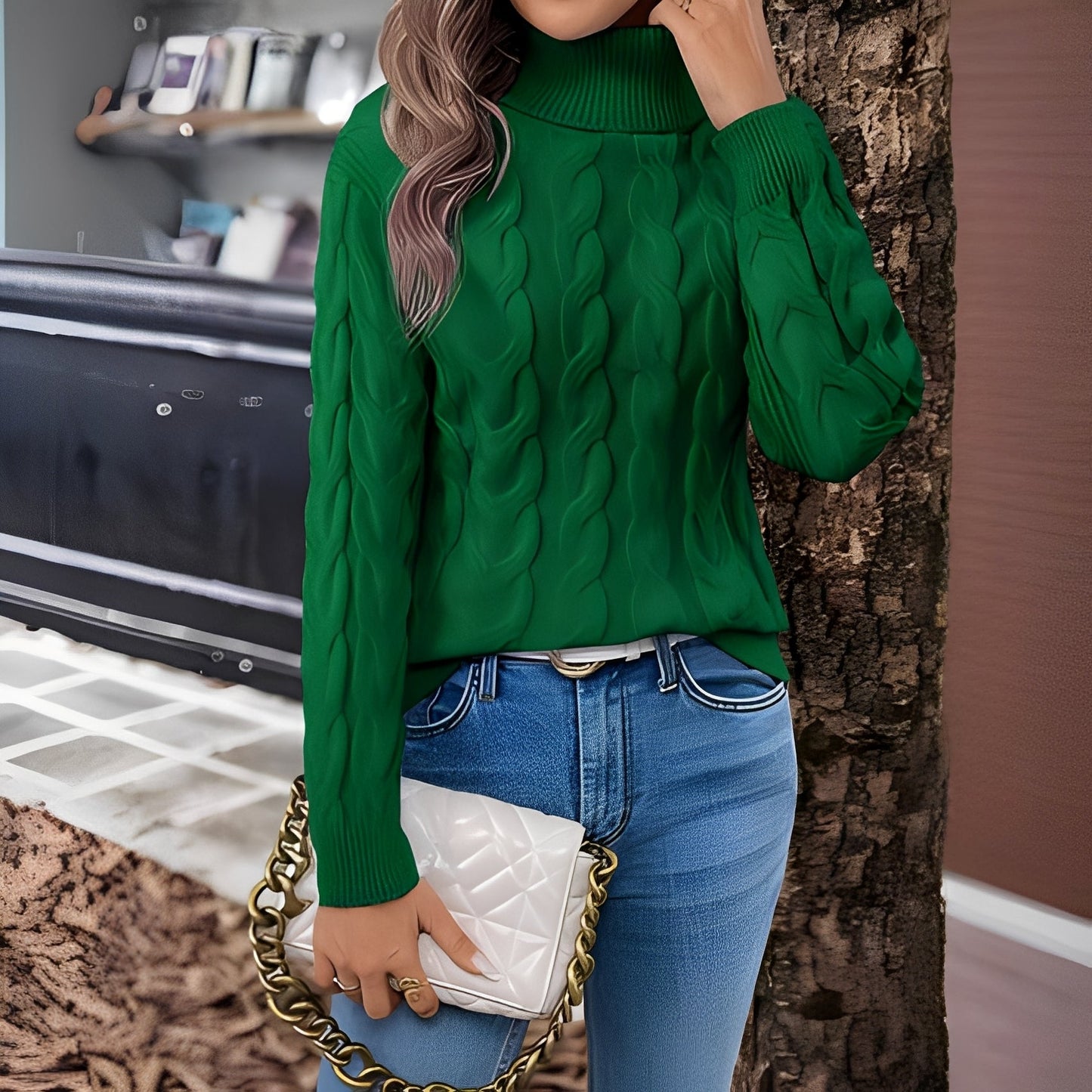 Amélie - Angenehmer Damenrollkragenpullover aus Baumwolle