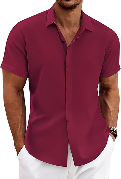 Theodore - Chemise décontractée légère pour homme à manches courtes, aérée