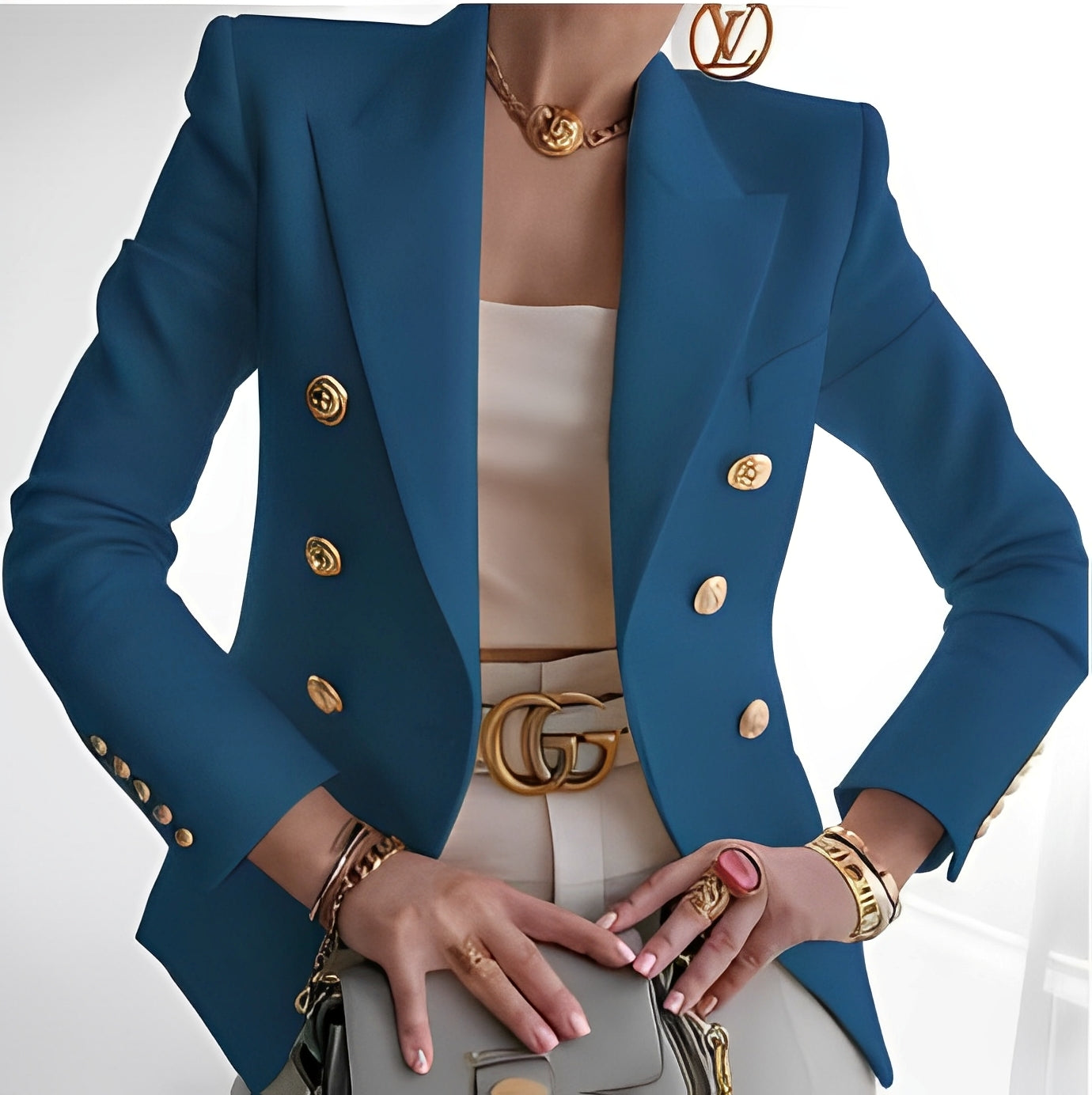 Raschelle - Blazer classique pour femme avec boutons