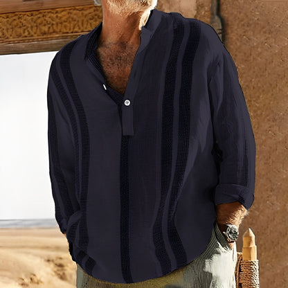 Jerome - Retro-pasiasta lniana koszula męska