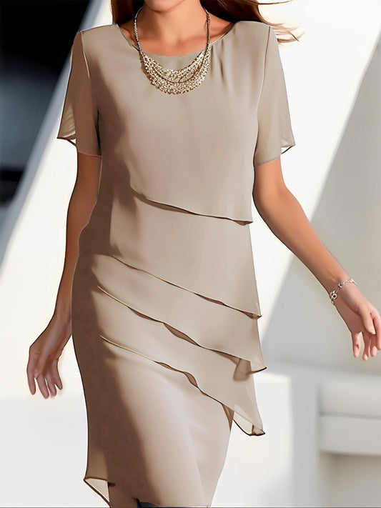 Carmel - Schickes Damenkleid aus Chiffon mit Patchwork