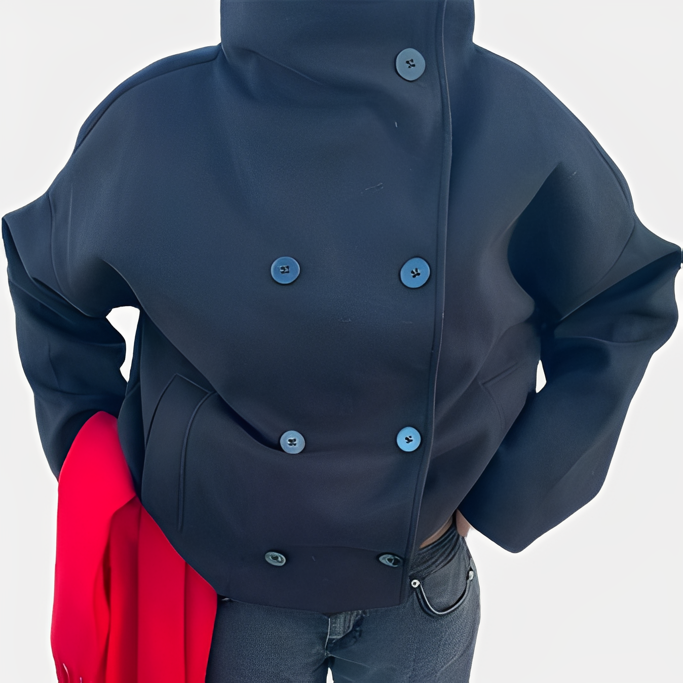 Carolyn - Stylowa, jednorzędowa damska kurtka wełniana