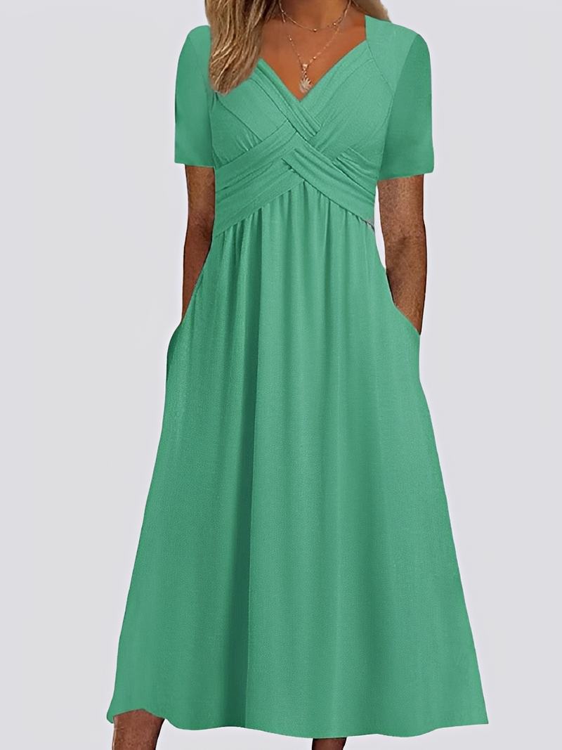 Salma - Lockeres Midikleid für Damen mit femininer Note und kurzen Ärmeln