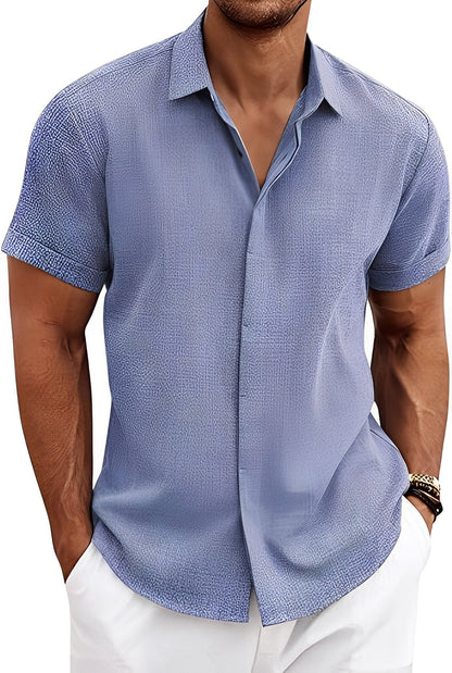 Theodore - Chemise décontractée légère pour homme à manches courtes, aérée