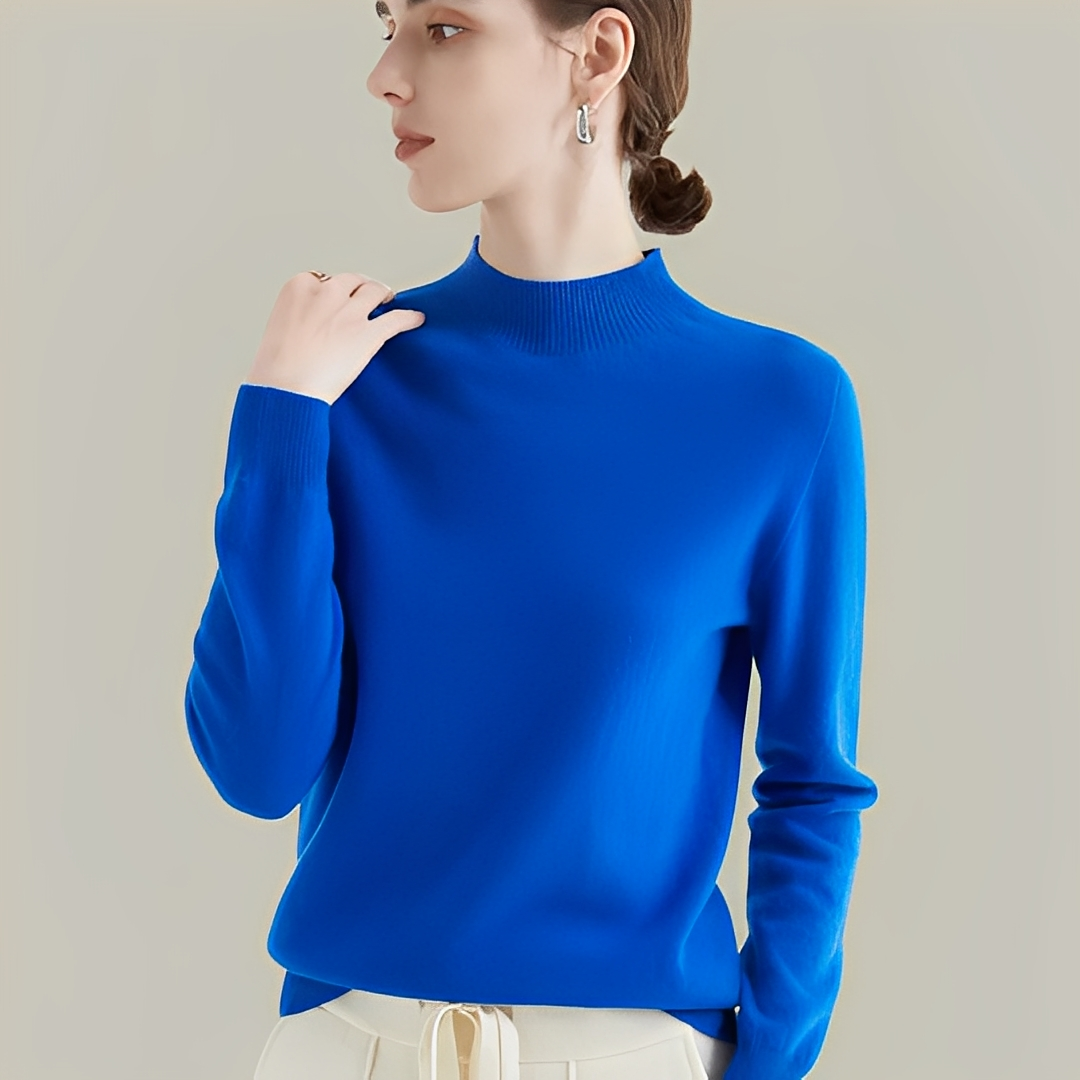 Martine - Slim Fit Wollpullover mit hohem Kragen für Damen