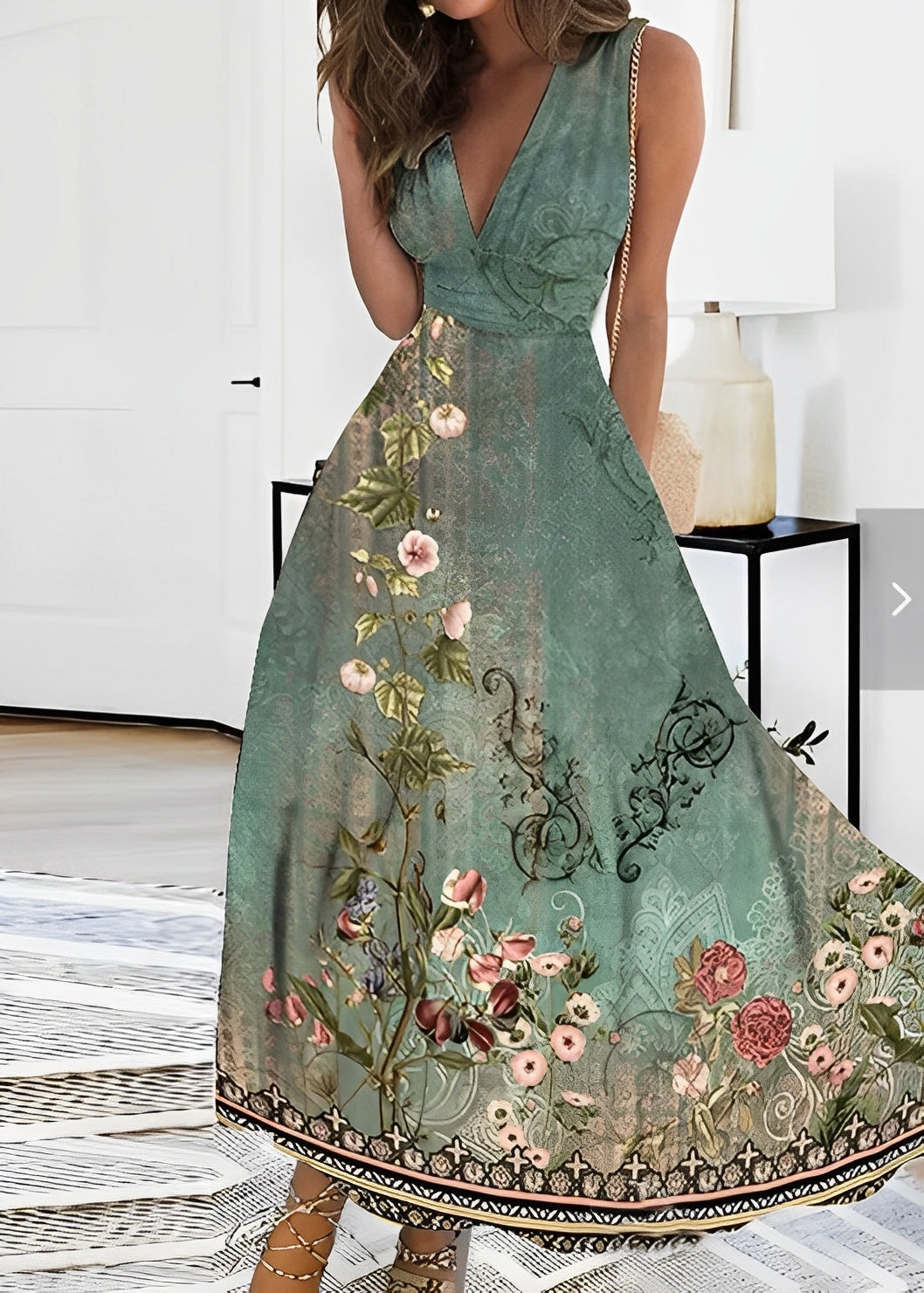 Breanna - Damenkleid mit hoher Taille und Blumenmuster