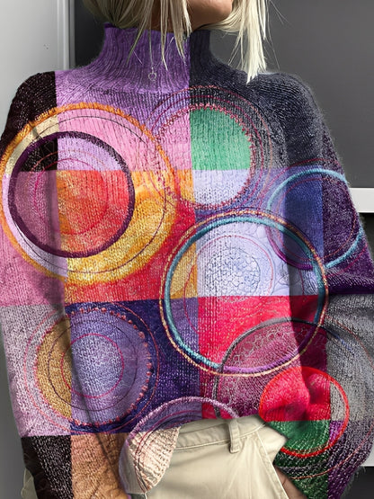Giselle - Modny, kolorowy sweter z golfem dla kobiet