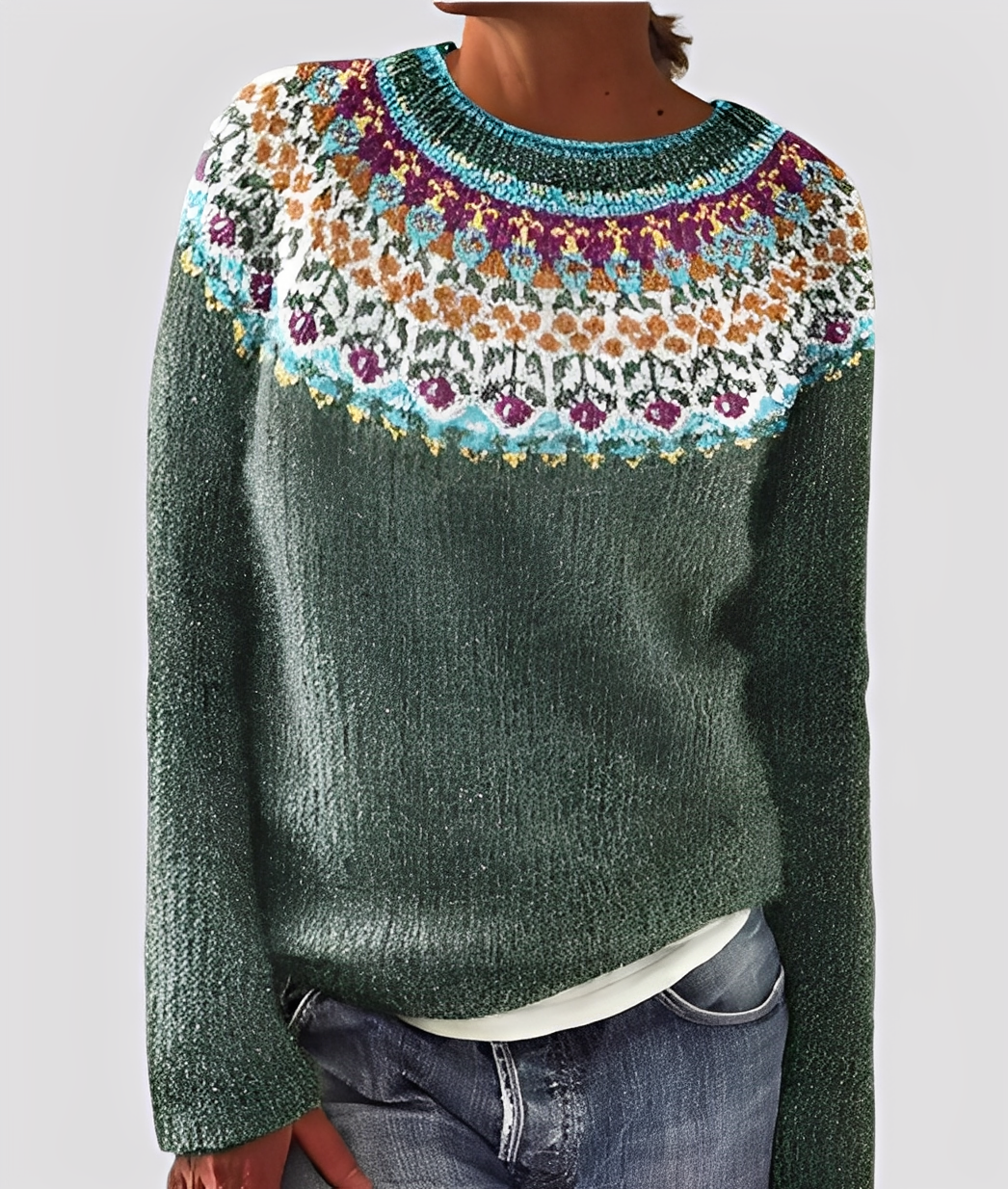 Christal - Elegancki, luźno skrojony damski sweter z wełny