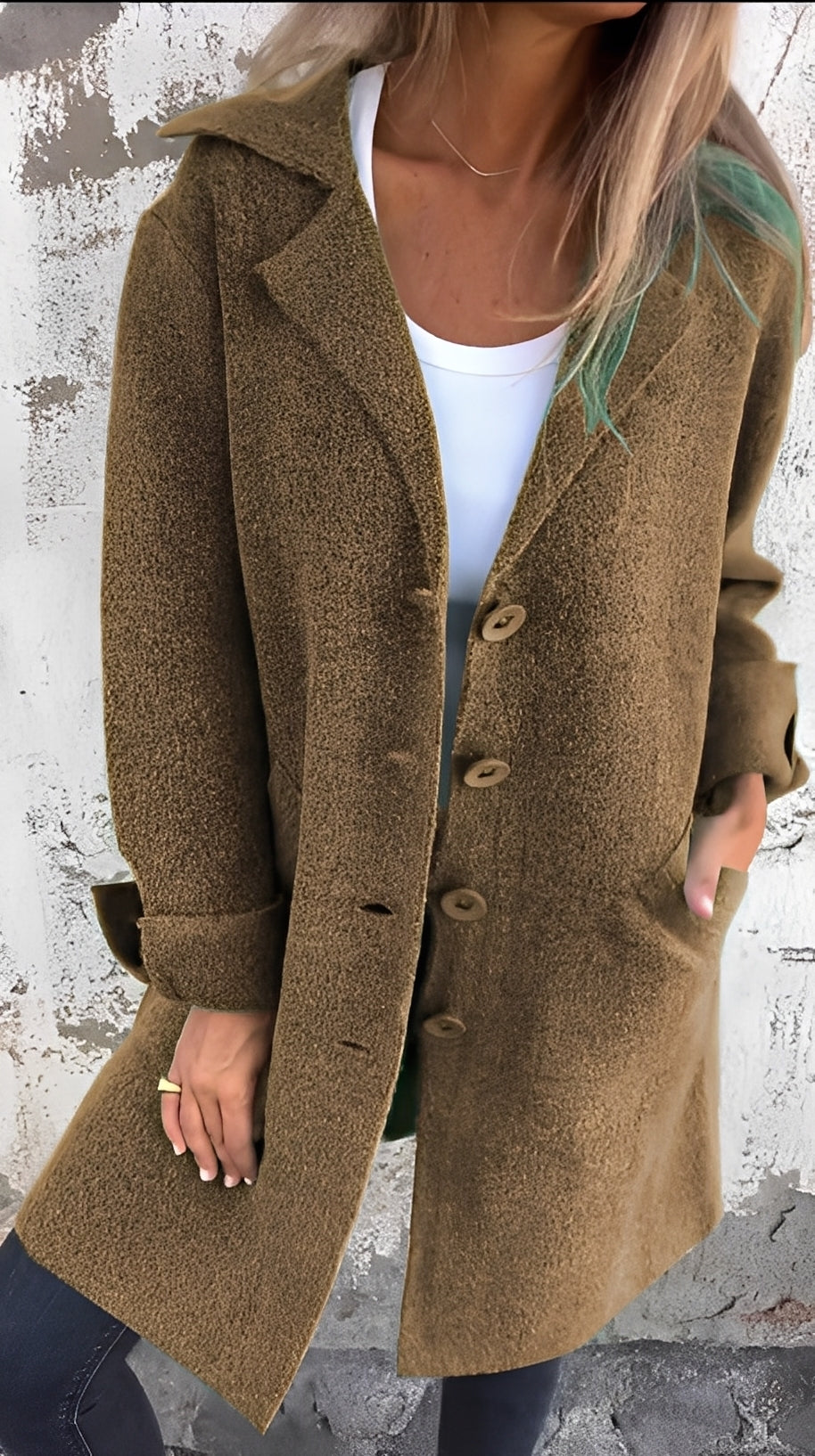 Meridith - Manteau élégant pour femme avec grand col à revers