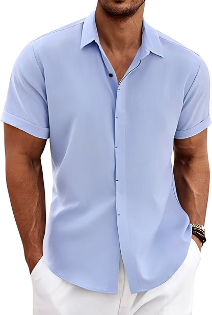 Theodore - Chemise décontractée légère pour homme à manches courtes, aérée