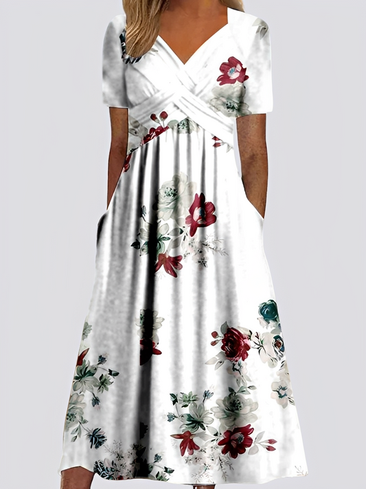 Salma - Lockeres Midikleid für Damen mit femininer Note und kurzen Ärmeln