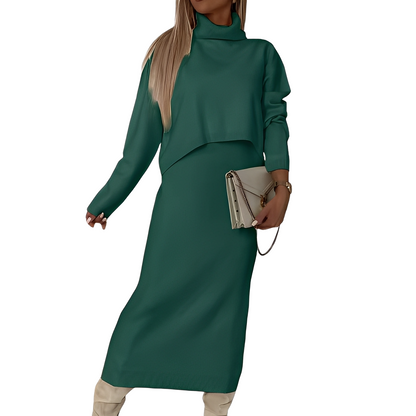 Natalee - Stylish set of women's turtleneck sweater and skirt