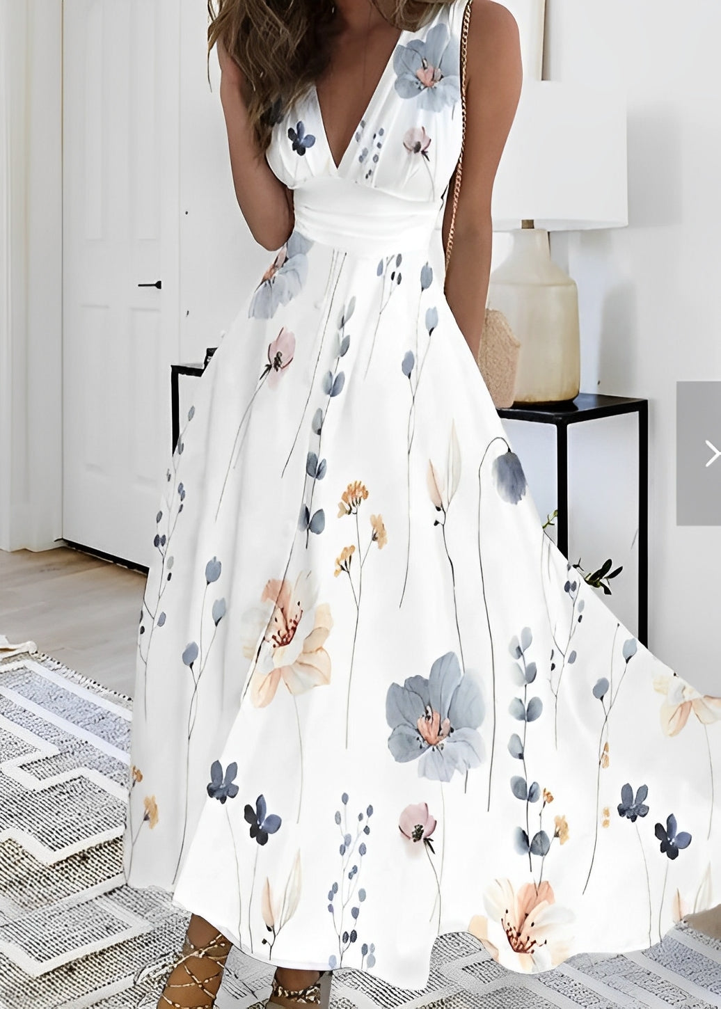 Breanna - Damenkleid mit hoher Taille und Blumenmuster