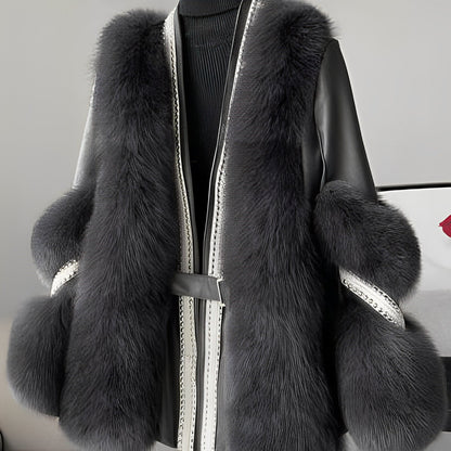 Alannis - Schicker Patchwork-Kunstfellmantel für Frauen