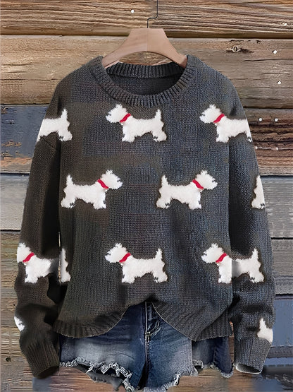 Tawnee - cieplejszy sweter z wełny z nadrukiem dla kobiet