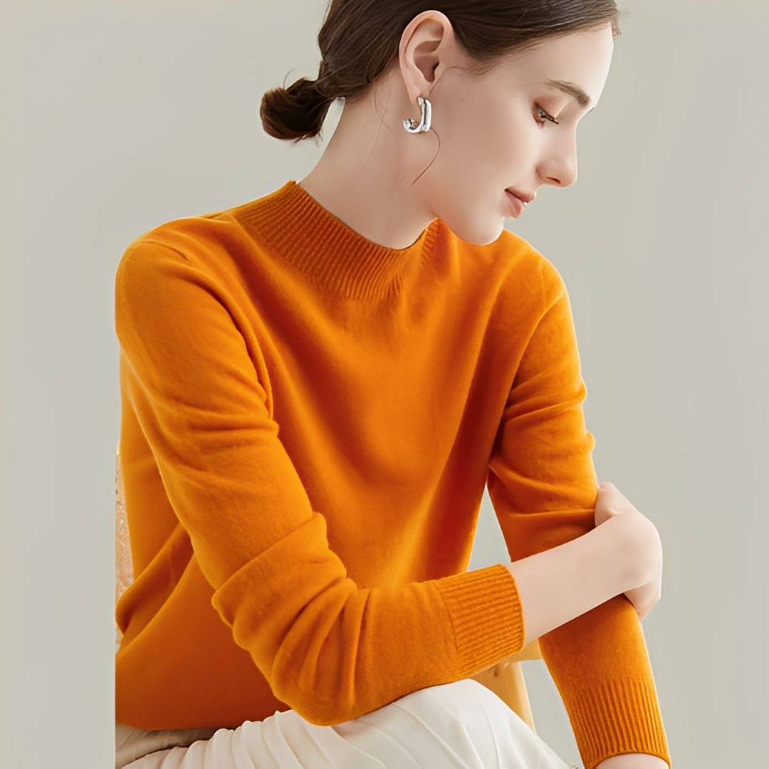 Martine - Slim Fit Wollpullover mit hohem Kragen für Damen