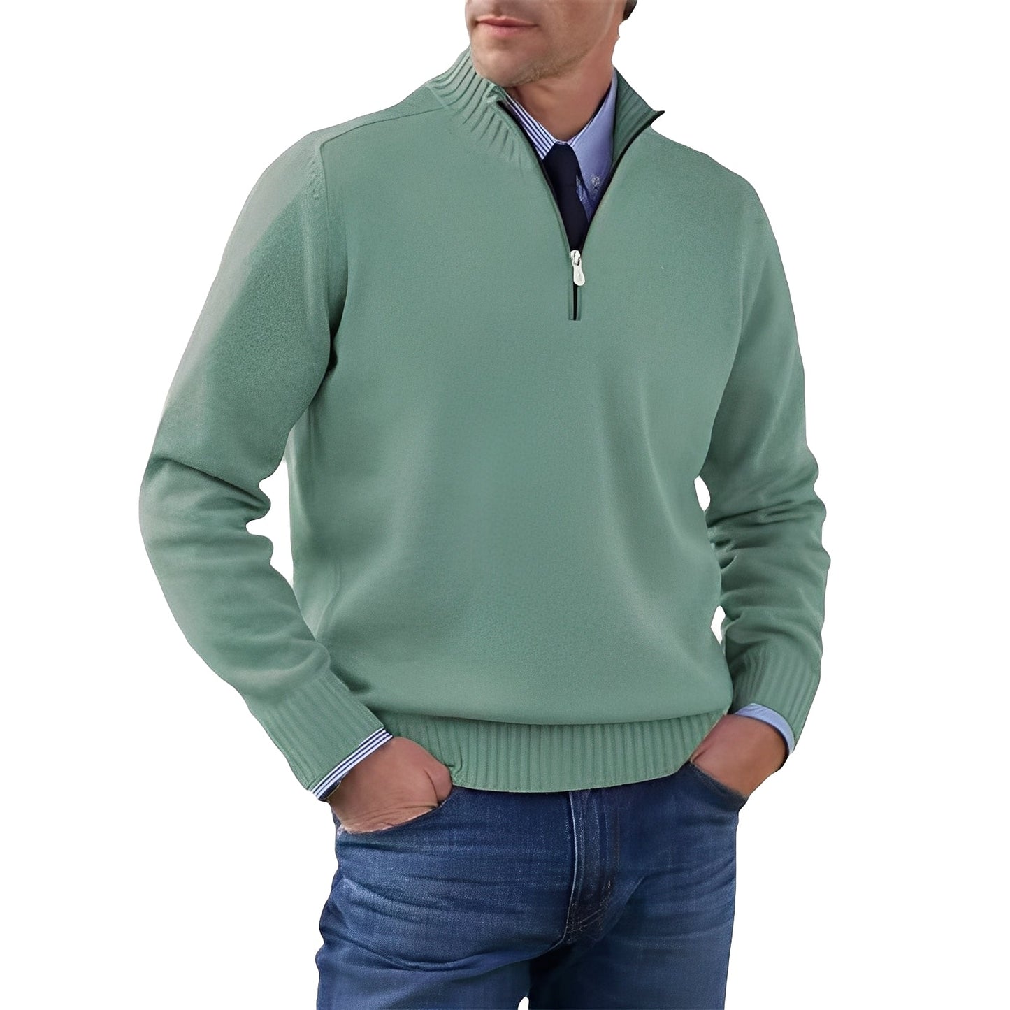 Nolan - Comfortable Men's Knit Sweater with Zipper
