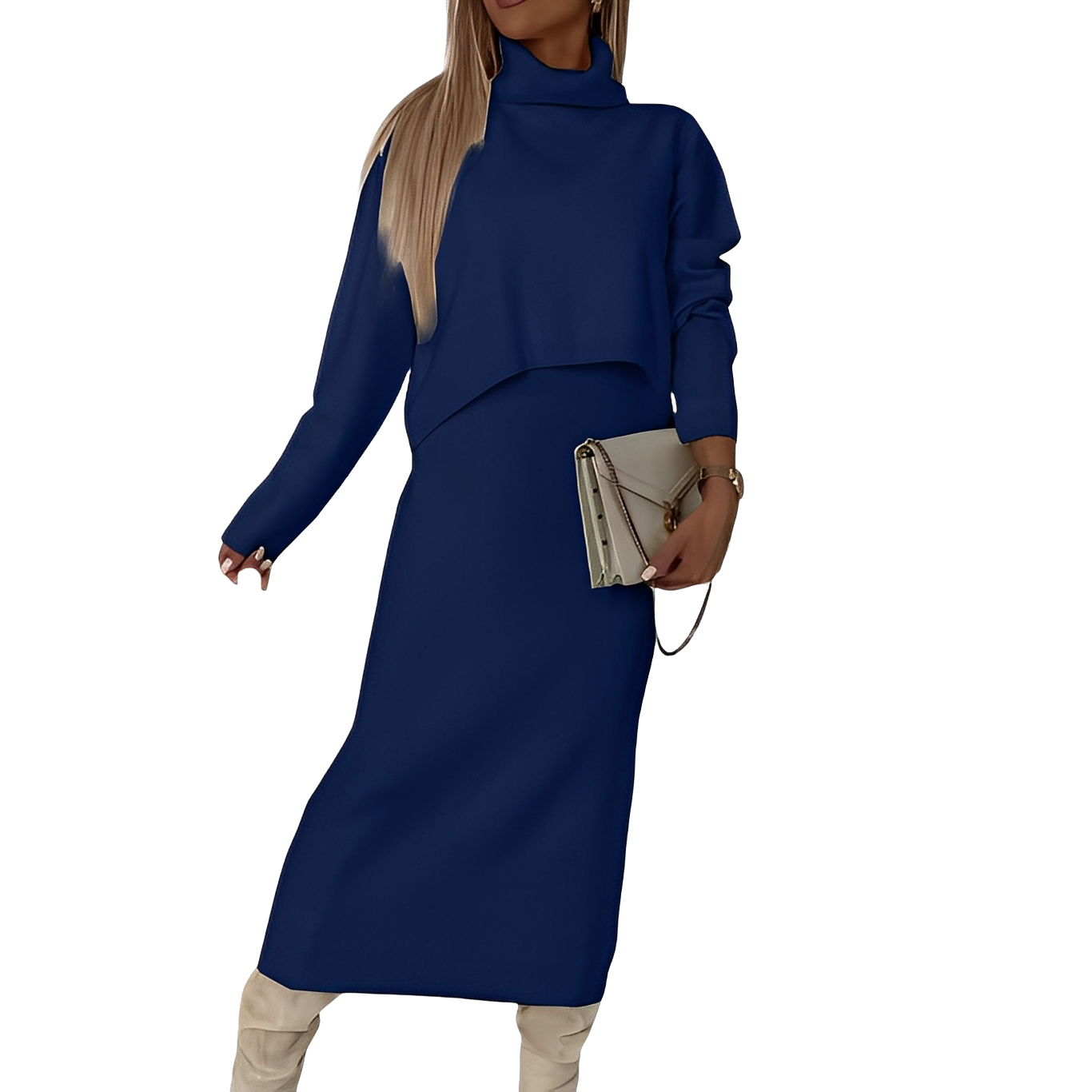 Natalee - Stylish set of women's turtleneck sweater and skirt