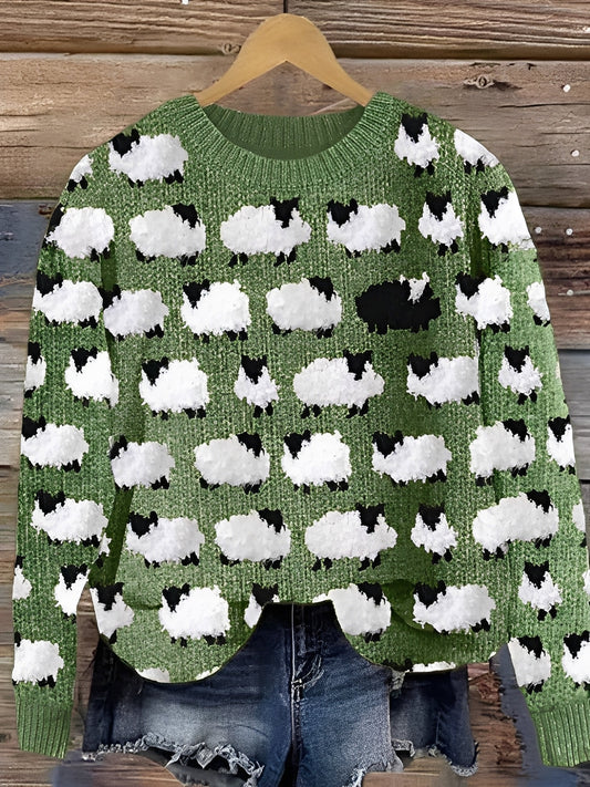 Tawnee - Warmer Wollpullover mit Druck für Damen
