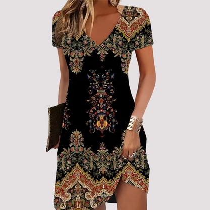 Maggy - Weites Boho-Kleid mit V-Ausschnitt für Damen