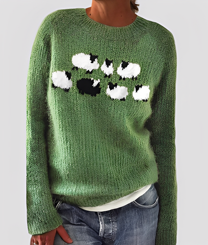 Christal - Elegancki, luźno skrojony damski sweter z wełny