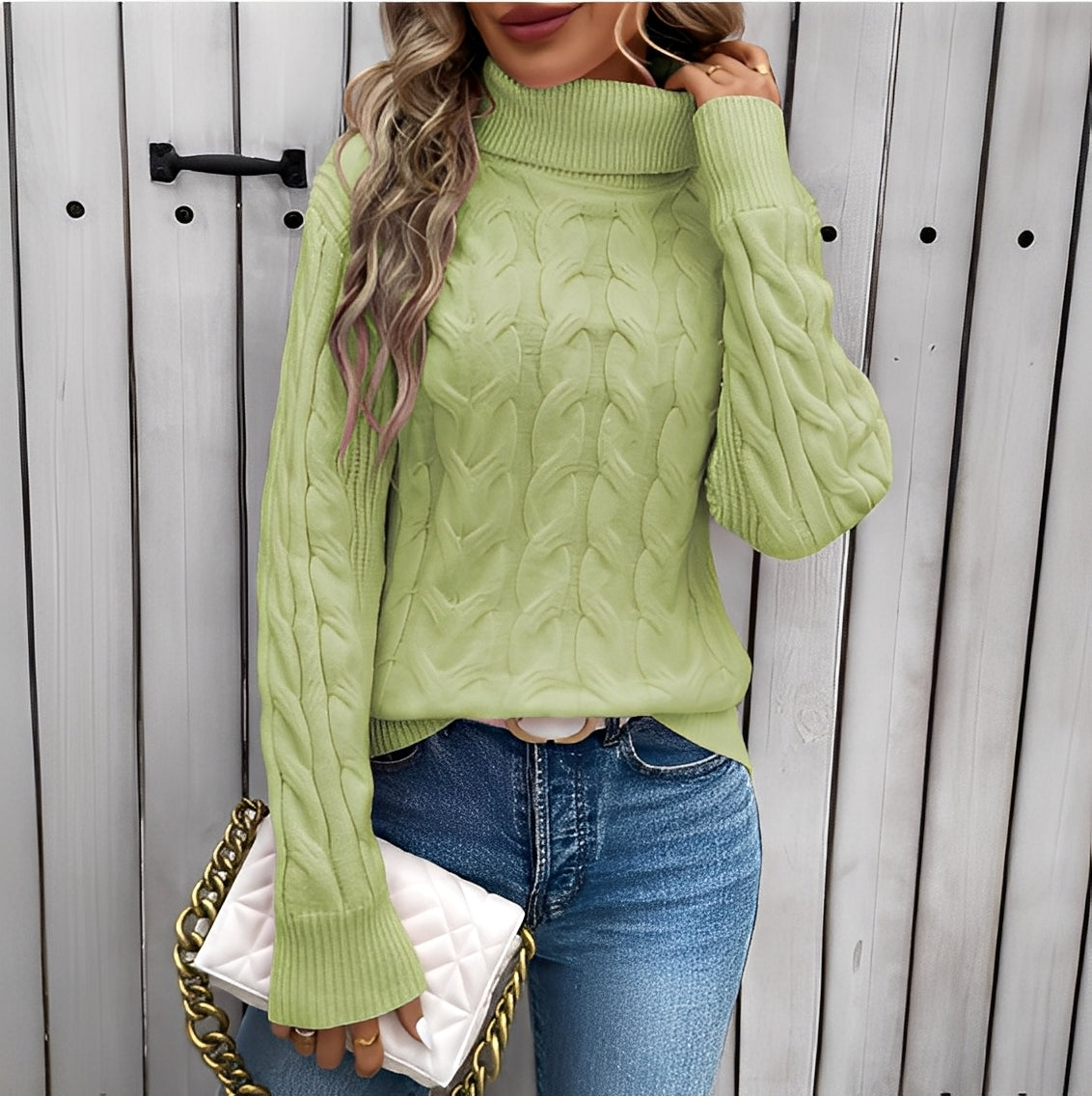 Amélie - Angenehmer Damenrollkragenpullover aus Baumwolle