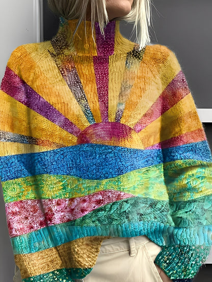 Giselle - Modny, kolorowy sweter z golfem dla kobiet