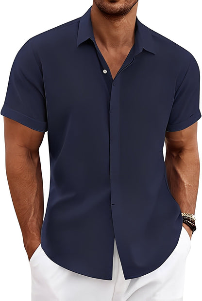 Theodore - Chemise décontractée légère pour homme à manches courtes, aérée