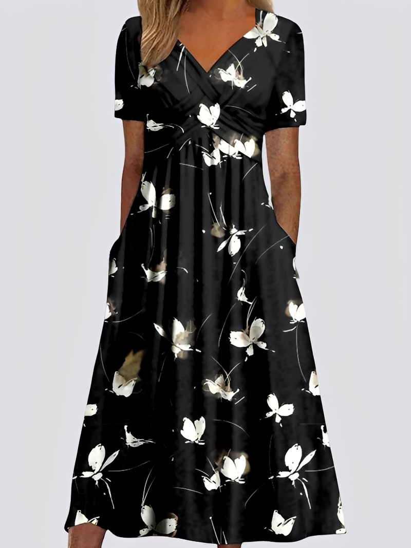 Salma - Lockeres Midikleid für Damen mit femininer Note und kurzen Ärmeln