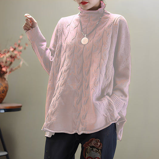 Merla - Bequemer Rollkragenpullover mit seitlichem Schlitz für Damen
