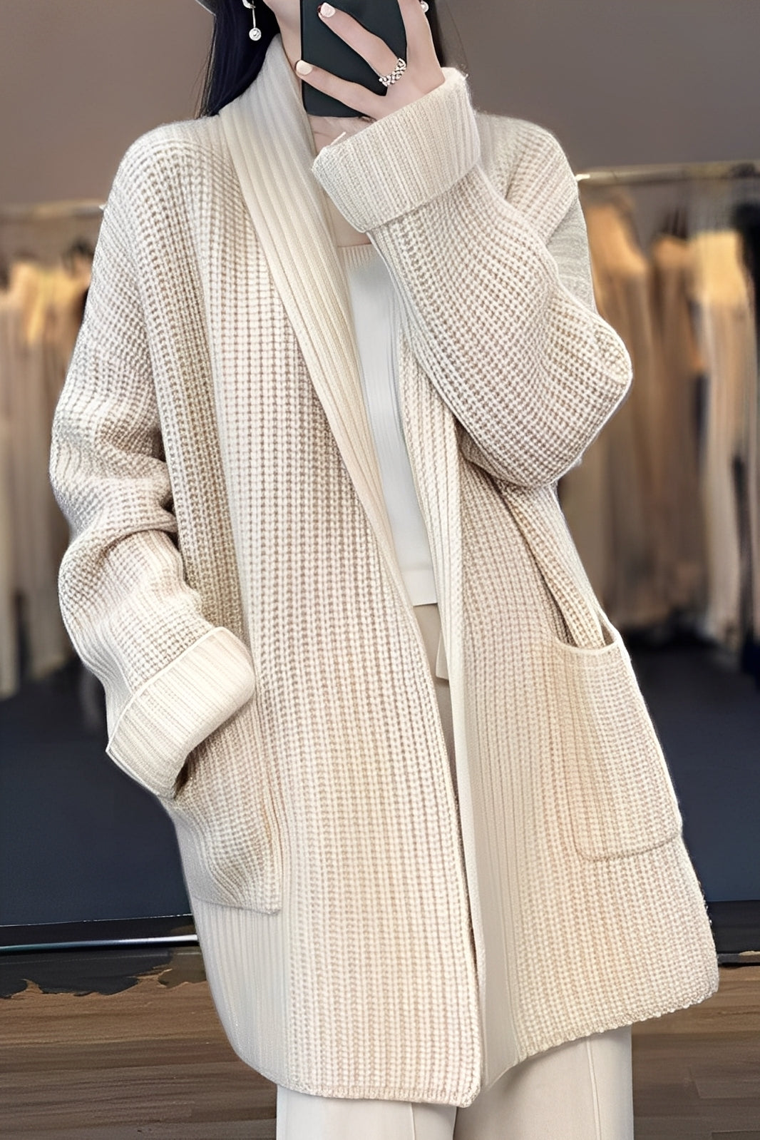 Suzanna - Elegancki długi damski kardigan