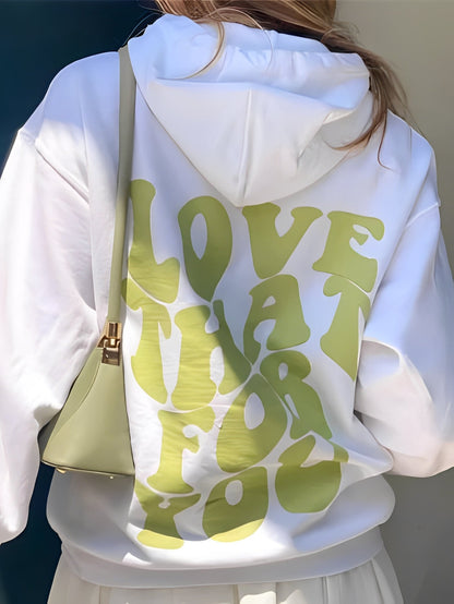 Rebeccah - Luźno skrojona damska bluza z kapturem z nadrukiem