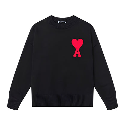 Darden - Prosty męski sweter z haftem serca
