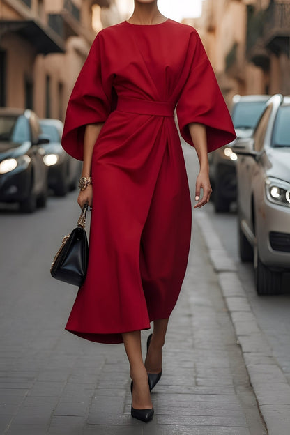 Elena - elegancka, luźna sukienka damska z paskiem