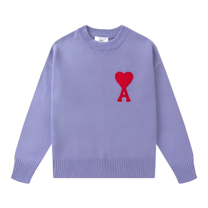 Darden - Prosty męski sweter z haftem serca