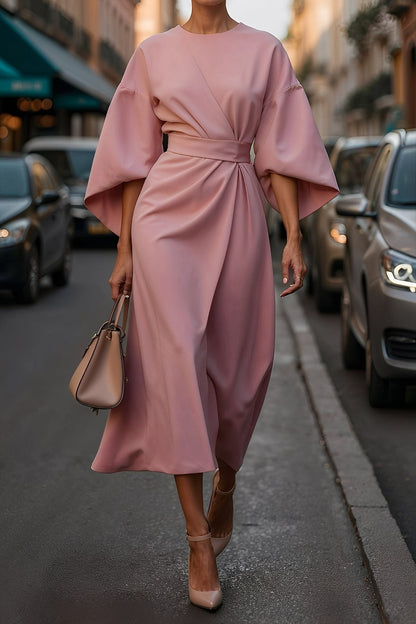 Elena - elegancka, luźna sukienka damska z paskiem