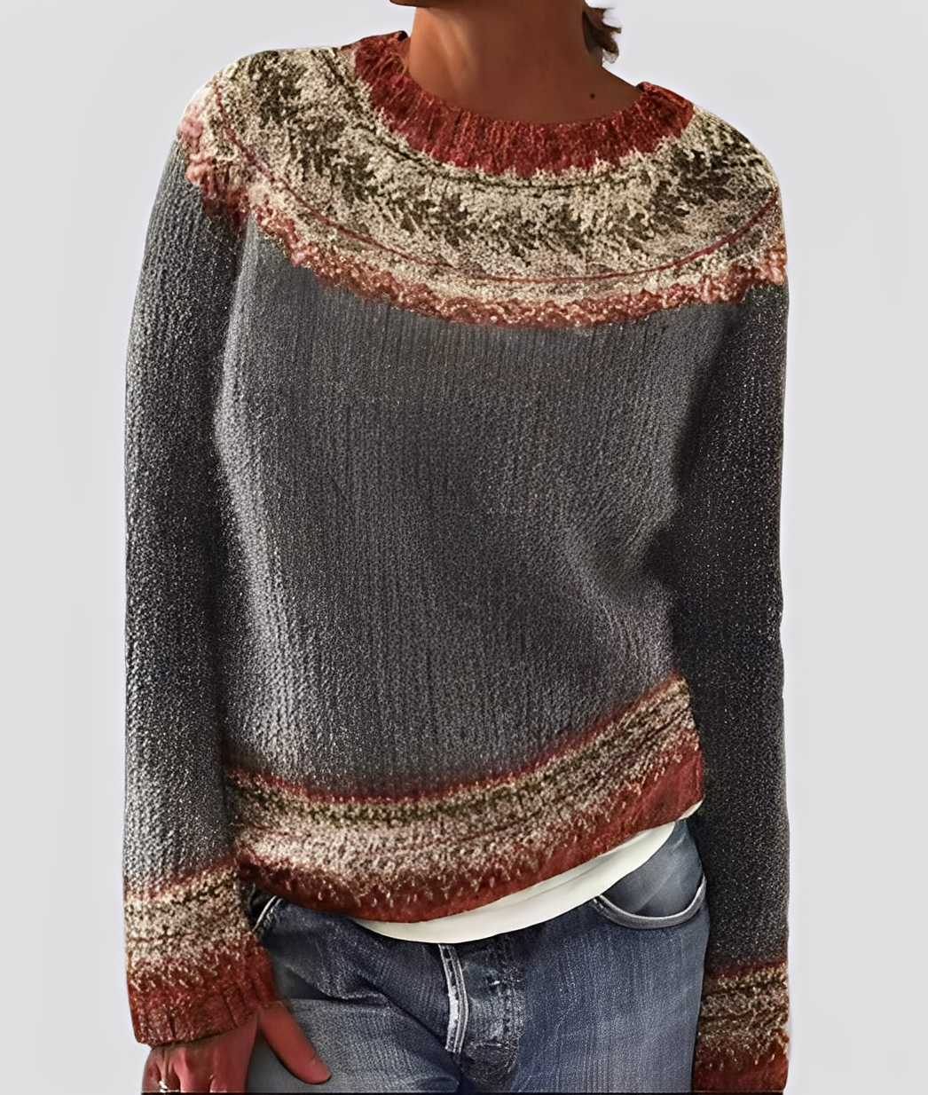 Christal - Elegancki, luźno skrojony damski sweter z wełny