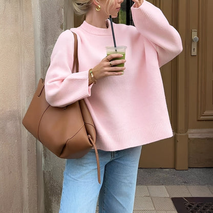 Shanelle - Klasyczny damski sweter z okrągłym dekoltem